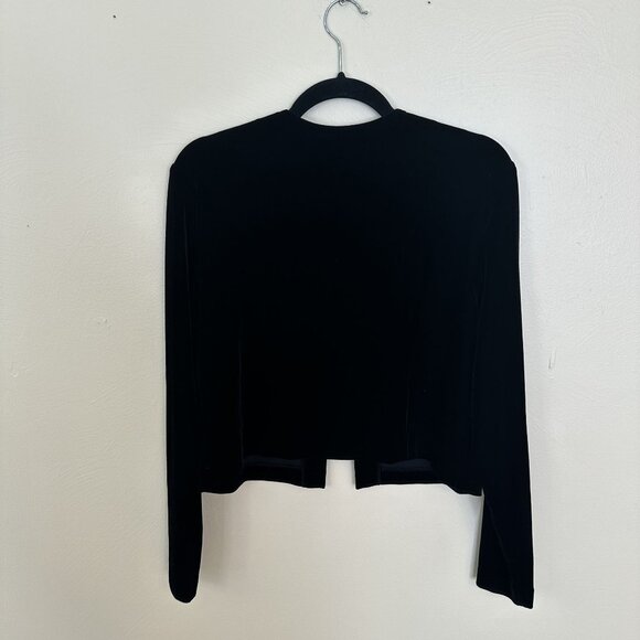 Vintage Patra Black Velvet Cardigan Coverup With Jeweled Clasp Medium Evening 90 - Picture 7 of 8